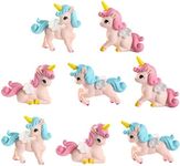 8 Pcs Flying Horse Unicorn Animal Model Figures Toy Cake Toppers, Miniature Unicorn Figurines Fairy Garden Moss Landscape DIY Terrarium Crafts Ornament, Cake Decoration Christmas Birthday Gift