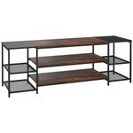 HOMCOM Industrial TV Cabinet for TVs Up to 60", TV Stand with Open Shelf Storage, Media Console with Steel Frame, Rustic Brown