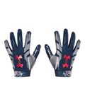 Under Armour Men's F8 Novelty Football Gloves, (409) Academy/Steel/Red, Large