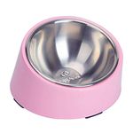 SuperDesign Mess Free 15° Slope Bowl for Dogs and Cats, Tilted Angle Bulldog Bowl Pet Feeder, Non-Skid & Non-Spill, Easier to Reach Food L/2 Cup Pink