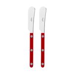 SABRE PARIS - Bistrot 2Pc Butter Knife Set - Butter Spreader - Stainless Steel Knife - Shiny Burgundy