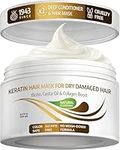 Vitamins Hair Mask Conditioner Keratin Treatment - Biotin Castor and Coconut Oil Deep Conditioning for Thin Fine Hair - Anti Frizz Moisturiser for Curly Straight Dry Damaged and Frizzy Hair