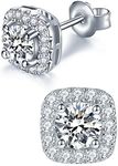 IMOLOVE Moissanite Stud Earrings Lab Created Diamond Earrings in Sterling Silver Ring with 18K White Gold Plated for Women Men D Color Round Cut