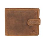 STARHIDE Gents RFID Blocking Wallets Genuine Hunter Leather Bifold Coin Pocket Cardholder Wallet for Men with Gift Box 1212 (Distressed Brown)