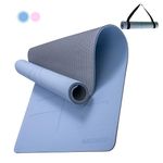 Halohop Yoga Mats for Women Exercise Mat for Home Workout Gym Mat Anti Slip Premium Mat TPE Material 6mm Yoga Mat with Guide Align and Carry Strap for Men and Women(183cm*61cm*0.6cm)