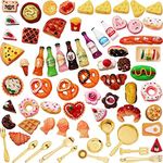 Skylety 68 Pieces 1:12 Miniature Food Drinks Bottles Dollhouse Accessories Mixed Tableware Kitchen Pretend Play Miniature Food and Drinks for Dollhouse Grocery, Mini Kitchen Accessories (Food)