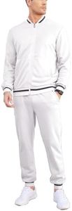 COOFANDY Men's Tracksuit 2 Piece Zip Up Sweatsuits Casual Athletic Jogging Suit Sets With Pockets, White, X-Large