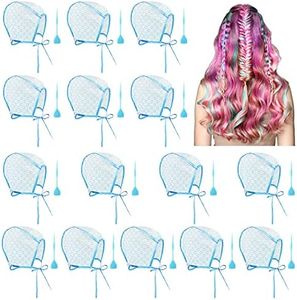 15 Pack Hair Coloring Highlighting Cap with 15 Pcs Plastic Hooks for Dyeing Hair, Disposable Tipping Cap for Salon and Home