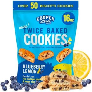 Cooper Street Twice-Baked Blueberry Lemon Biscotti Cookies (16 oz) – Over 50 Biscotti per Bag Loaded with Real Fruit, Italian Style Snacks Ideal with Coffee or Tea - Dairy, Peanut & Soy Free, Kosher