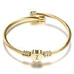 Luluadorn Heart Initial Z Letter Bracelets Silver Letters Alphabet Custom Personalized Name Gold Plated Cuff Bracelet for Mom Sister