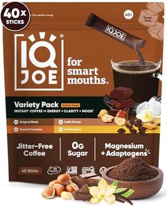 IQJOE Mushroom Coffee Packets (40 Servings) Lion’s Mane, Magtein Magnesium, Antioxidants, Adaptogens - Variety Pack - Instant Coffee for Focus, Clarity, Mood, Energy Boost - Sugar Free, Keto, Vegan