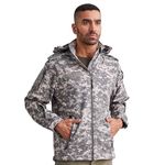 MOUNTMILLER Men's Camouflage 12 Zipper SoftShell Lightweight Dual Layered Ripstop Tactical Hooded Jacket | Water Repellant | Multi-Pocket | Abrasion-Resistant | Ideal for Outdoor, Hiking & Trekking