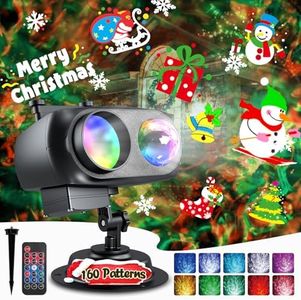 8-Pattern Christmas Projector Lights Outdoor, Anysun Brighter 160 HD Patterns Christmas Decorations, 2-in-1 Ocean Wave Snowflake Holiday Projector Waterproof with Timer for Garden Party Landscape Show