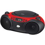 GPX Portable Top-Loading CD Boombox with AM/FM Radio and 3.5mm Line in for MP3 Device - Red/Black