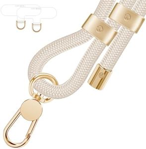 UKON Cell Phone Lanyard,Crossbody Lanyard and Wrist Strap Premium Metal Buckle Phone Charms with 2 X Strap Patch (Beige)