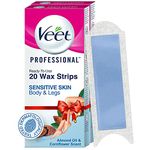 Veet Professional Waxing Strips Kit for Sensitive Skin, 20 Strips (Pack of 2) | Gel Wax Hair Removal for Women | Up to 28 Days of Smoothness | No Wax Heater or Wax Beans Required