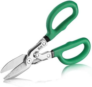 SK 10" Compound Action Tin Snips, Metal Shears with Forged Blade, Heavy Duty Metal Cutter Scissors, Ergonomic Handle for Comfortable Grip