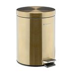 Navaris Small Gold Trash Can - 1.3 Gallon (5 Liter) Trash Can with Step Pedal, Lid and Removable Inner Bucket for Bathroom Kitchen Office or Bedroom