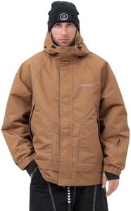 SNOWVERB Mens Snowboard Baggy Snow Night Skiing Jackets Mountain Outdoor Waterproof Snowboard Coats with Hood (US, Alpha, X-Large, Regular, Regular, Brown)