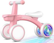 Umatoll Baby Balance Bike for 1 Year Old Boys Girls, 12-24 Months Toddler Balance Bike with Removable Basket, Adjustable Seat, 4 Silence Wheels, First Birthday Gift (Pink(Lighting ))