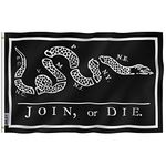 ANLEY Fly Breeze 3x5 Foot Black Join Or Die Flag - Vivid Color and UV Fade Resistant - Canvas Header and Double Stitched - Rattlesnake Flags Polyester with Brass Grommets