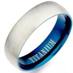 Gemini Men Blue 2 Tone Matte Polish Anniversary Titanium Wedding Ring 7mm US Size 8.25 Valentine Day Gift