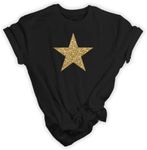 Star T-shirt, Unisex Organic Cotton Shirt with Glitter Star - Black or White Shirt - Choose Star Colour