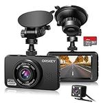 ORSKEY Dash Cam for Cars Front and Rear and SD Card Included 1080P Full HD in Car Camera Dual Lens Dashcam for Cars 170 Wide Angle with Loop Recording and G-Sensor