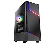 Cougar MX360 RGB PC Gaming Case Mid Tower - Mini-ITX/Micro ATX/ATX -Tempered Glass Side Panel|1 x ARGB 120 Fan pre-Installed Rear|Fan/Water Cooling Support|Integrated ARGB Strips|Black (385CC60.0001)