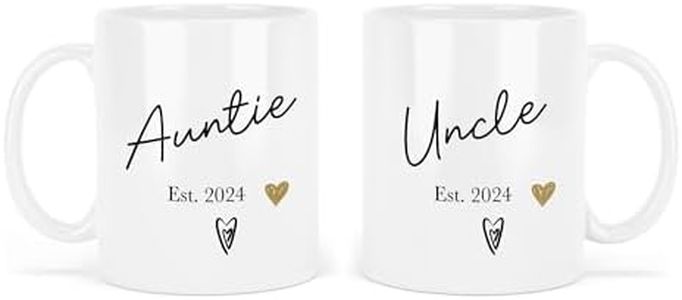 UNIQUEPGIFTS Tasses pour annonce de bébé pour tante et oncle, tante et oncle, tasse pour nouvelle tante, tasse pour nouvel oncle, 325 ml en céramique (2 tasses))