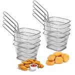 BUENTYA 8 Pcs Chip Serving Frying Baskets Mini Chip Baskets with Handle Square Stainless Steel Chip Fryer Frying Basket Chef Fry Basket Set Food Presentation Baskets for Chips Onion Rings Chicken Wing