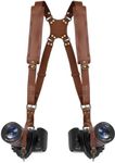 FROMSIJOE Dual Camera Harness,Leather Camera Shoulder Strap for 2 Cameras,Dual Camera Strap for DSLR/SLR,Dual Shoulder Leather Camera Strap,Double Camera Strap Harness for Men&Women,Brown