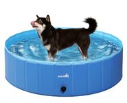 Pecute Paddling Pool for Dogs & Kids - 120cm, Sturdy Foldable Dog Swimming Pool Bathtub, Anti Slip Children Ball Pits Toddler Sandbox Pets Bathing Pool for Garden Patio Bathroom(Large 47.2 x 11.8in)