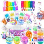 Crystal Clear Slime Kit for Kids, DIY Slime Making Kit with 36 Sets Add-ins, Rainbow Slime Bucket for Girls & Boys Ages 8-12, Slime Party Favors Birthday Easter Hallowmas Gift, 17 FL OZ Premade Slime