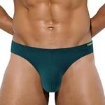 JINSHI Men's Briefs Underwear Cover Bulge Pouch Comfortable Soft Men's Striped Underwear, Dark Green1, M