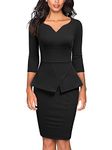 Miusol Women's V-Neck Ruffle Style Cocktail Party Pencil Dress Black