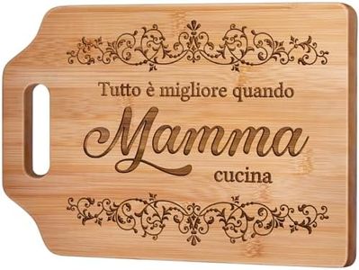 Regalo Mamma, Tagliere in Bambù Inciso, Regalo Mamma Compleanno Utile, Regali Mamma Cucina, Idee Regalo Mamma, Regalo del Figlio/Figlia alla Madre, Tutto è Migliore Quando Mamma Cucina