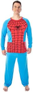 Marvel Men's Spiderman Classic Superhero Costume Raglan Shirt and Pants 2 Piece Pajama Set (XL)