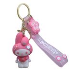 Daiyamondo Upgrade your key game With Elegant Anime 3D rubber Key rings Featuring A long Bow Suitable For Car | Bike Key rings | Gifts | Novelty | Bag Charm| (Cute Smile Pink Bunny)