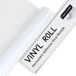 IModeur 50Ft Glossy White Vinyl Roll, 30.5 cm x 15.25 m(12'' x 50 Ft) White Permanent Vinyl for Cutting Machines and Silhouette Cameo, Adhesive Vinyl for Cup, Window, Home Decor, other DIY Projects