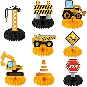 Zonon 8 Pcs Construction Party Supplies Construction Birthday Centerpieces Truck Honeycomb Centerpieces Table Toppers Dump Kids Car Cone Table Decorations Construction Zone Theme Party Supplis