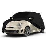 Waterproof Car Cover Compatible with Fiat 500/500C/500E/Abarth 500 2007-2022, 4 Layers All Weather Custom-fit Car Cover with Zipper Door & Windproof Strap for Snow Rain Dust Hail Protection
