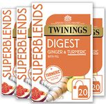 Twinings Superblends Digest Tea - Ginger & Turmeric Herbal Tea Infusion with Fig, Fruit Tea to Support normal Digestion, 80 x Biodegradable Tea Bags