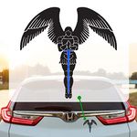 GRITKULTURE Reflective Saint Michael The Archangel Thin Blue Line Decal Sticker 4 Inch X 3.6 Inch for Cars, Trucks, Tumblers, Laptops, and Window Decal Police US Flag