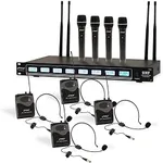 Pyle 8 Ch UHF Wireless Microphone System & Rack Mountable Base 4 Handheld MICS 4 Headsets, 4 Belt Packs, 4 Lavelier/Lapel MIC with Independent Volume Controls AF & RF Signal Indicators (PDWM8350)