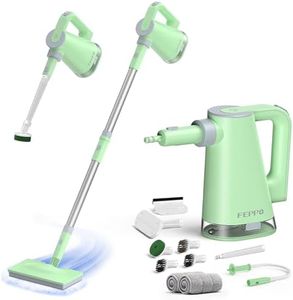 FEPPO Steam Mop with Detachable Handheld Steam Cleaner for Home and Floor Cleaning, 10-in-1 Multi-purpose Attachments & 2 Pads, Powerful Steamer for Floors, Hardwood, Tiles,Grout,Windows,Kitchen,Bath