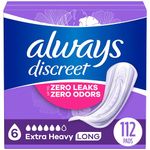 Always Discreet, Incontinence & Postpartum Pads For Women, Size 6 Drops, Extra Heavy Long Absorbency, 112 Total Count (4 Packs of 28 Count)