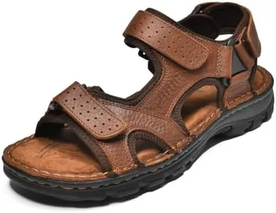 Men's Sandals, Premium Leather and Non-slip Rubber Soles Comfortable with Arch Support Outdoor Hiking Sport Summer Shoes Brown 12