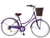 Ammaco Classique 26" Wheel Heritage Traditional Classic Ladies Lifestyle Bike & Basket 16" Frame Dutch Style Purple