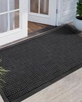 DEXI Door Mat Large Front Outdoor Rug, Indoor Entryway Rugs Welcome Doormat, Heavy Duty Rubber Outside Entry Rug Floor Mat for Entrance, Patio, Garage, Low-Profile and Non Slip, 2'x4', Black